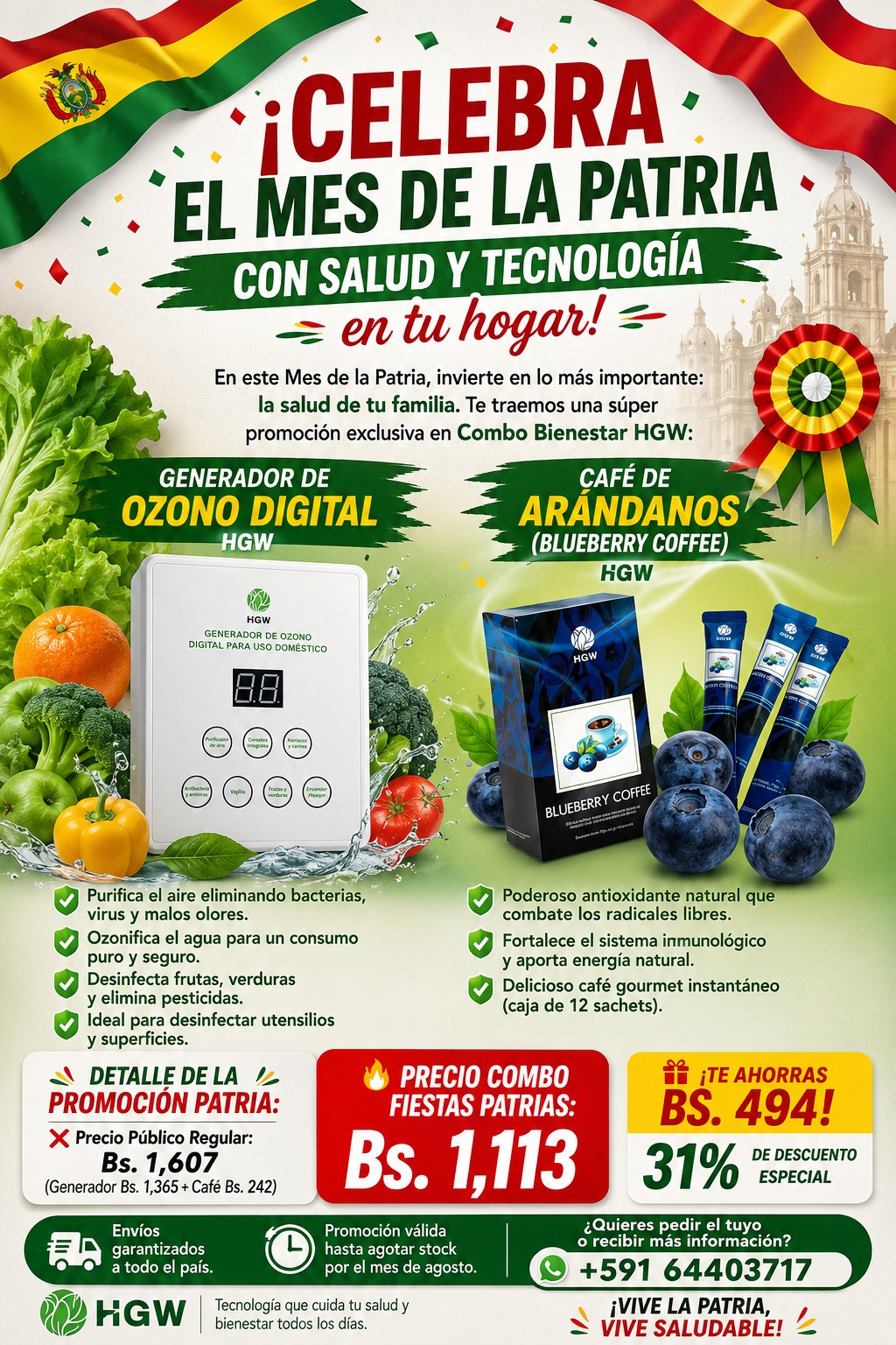 Generador de ozono y café de arándanos